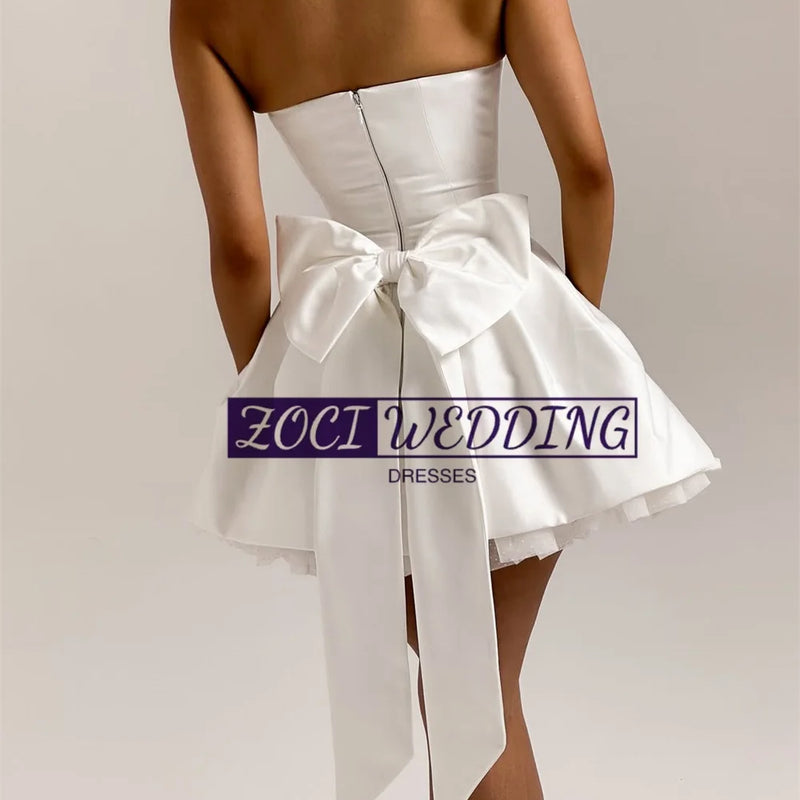 Zoci Elegant Strapless Short MIni Wedding Dresses - View 2 | SAMAG