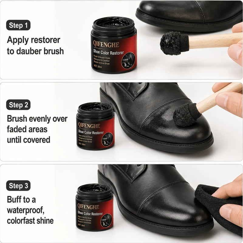 Black Shoe Color Restorer Cream, Leather Scratch Repair And Recolor Polish, Waterproof Shine for Men'S Dress Shoes