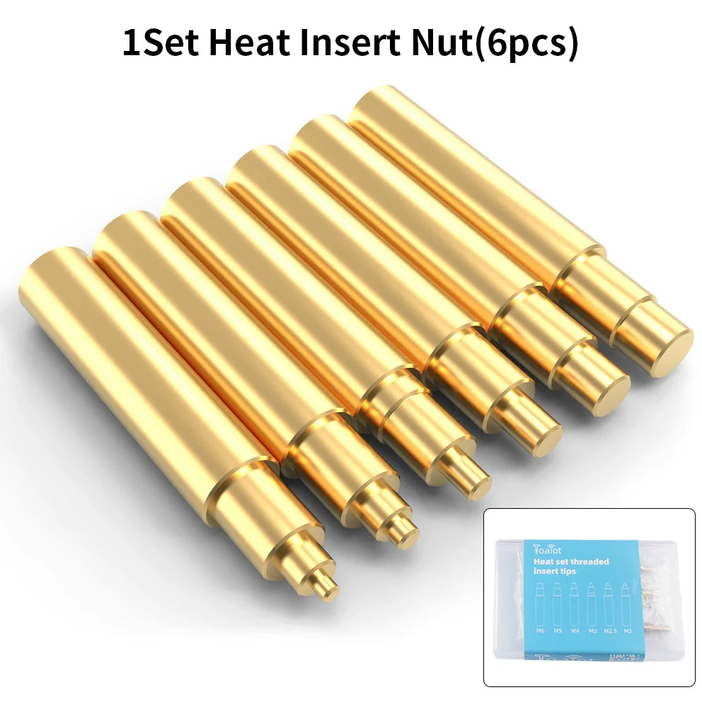 Heat Insert Nut Iron Tips Heat Set Insert Tip Soldering Iron Tip M2-M6 Brass Thread Embedded Kit for Plastic 3D Printer Parts