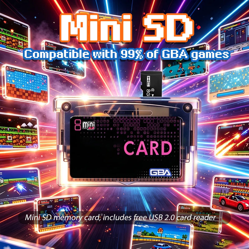 Mini SD Game Card GBA Flash Card for SP GBM IDS NDS NDSL GBA SP With 2GB TF Adapter Game Accessories