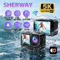 5K Action Camera 4K60fps 2.0'' Touchscreen Recording Cam Body Waterproof 6 Axis EIS Sport Camera Motorcycle Bicycle Helmet