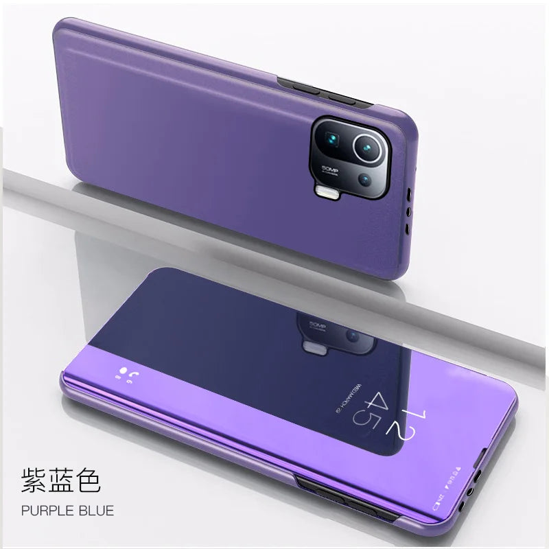 Smart Mirror Flip Case for Xiaomi Poco X3 Redmi Note 10 9 9s 11 8 8T 10s 11T Pro Max Plus 9A 9C Mi 9T Lite 5G Stand Cover Coque