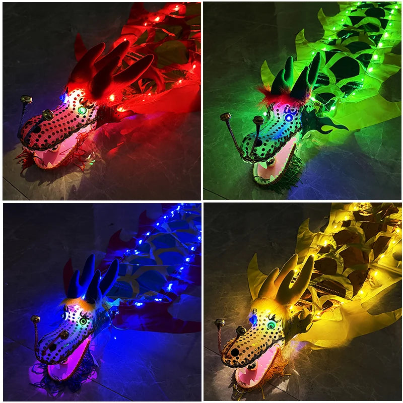 3/5M LED Chinese Dragon Poi Set Luminous Dragon Dance Props Dragon Ribbon Streamer New Year Outdoor Fitness Juggling Props