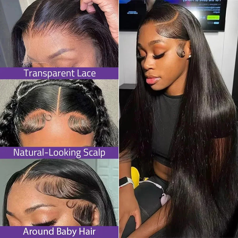 40 46 Inch 200 Density Front Wig 13x4 13x6 Hd Transparent Bone Straight Lace Front Wig For Black Women Brazilian Wigs Human Hair