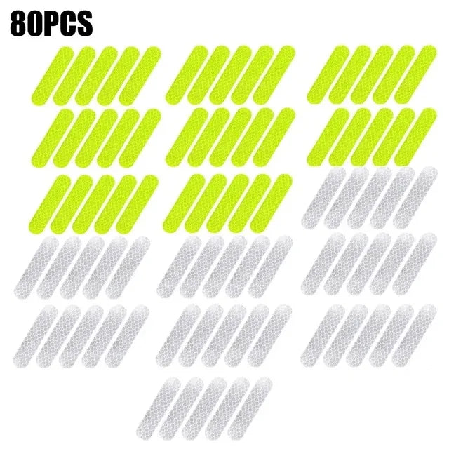 80-10PCS Helmet Safety Warning Reflective Stickers Strip Waterproof High Visibility Reflector Tape For Night Riding Walking Car