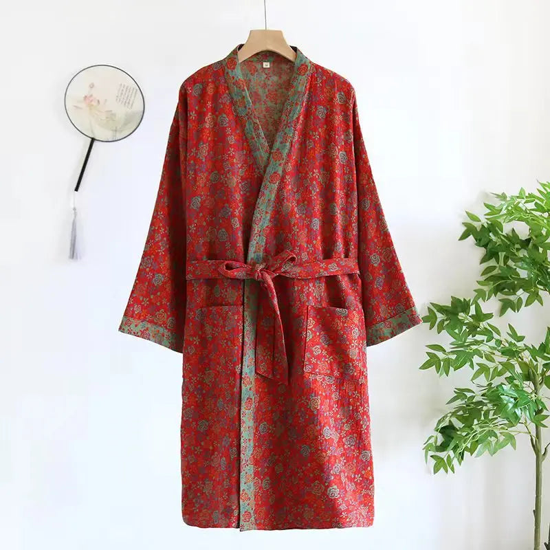 Pure Cotton Robe Women's Pajamas 3/4 Sleeve Spring Autumn | SAMAG