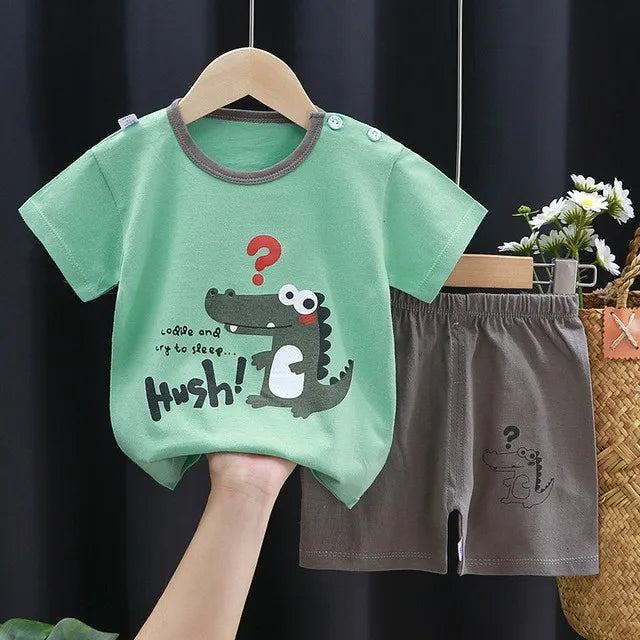 Dinosaur Printed Boys T - shirt + Shorts Casual Suit Summer - View 2 | SAMAG