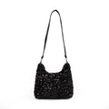 Fashion Women's Sequin Decorated Hobo Bag Black/Silver for Parties Daily Outings Stylish Compact Trendy Evening Bag