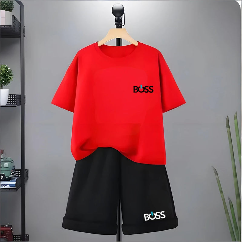 Kids Tshirt Summer 3-12 Years Letter Fashion T-shirt Boys Girls Toddler Short-sleeved+Shorts Casual Cool Sports Set clothing