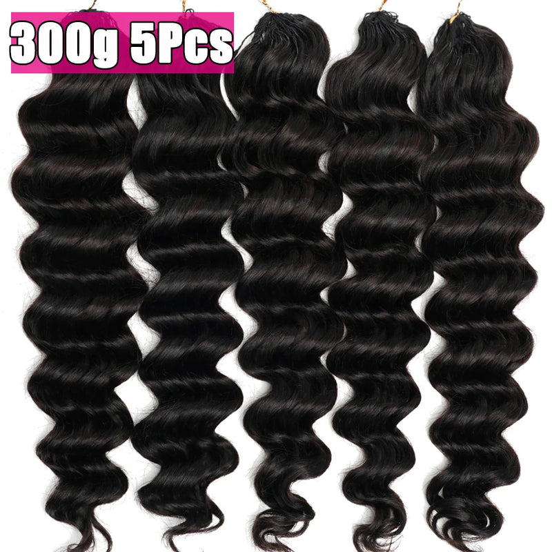 Ocean Wave Crochet Braids Miracle Knots Crochet Human Hair Pre-Separated Invisible Knotless Loose Deep Wave Feather Crochet Human Hair Bundles For Black Women Ocean Wave Humain Crochet Hair 16 To 26 Inch 60g/pcs 240g For A He
