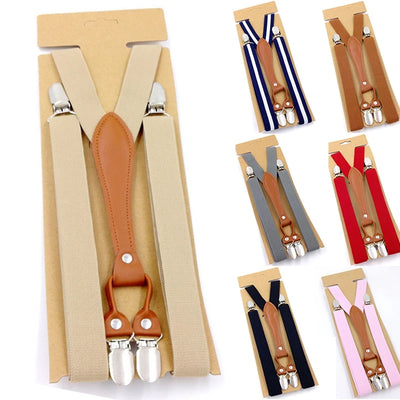 New Fashion Suspenders Men Women Adult Leather Trimmed End Y Back Adjustable Elastic Trouser Braces Strap Belt | SAMAG