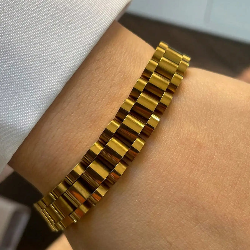 1PC Luxury Gold& Silver Horseshoe Bracelet,Chunky Chain Bracelet,Stainless Steel Chain,Unique Bracelet, for Daily & festival