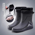 Men's Rain Shoes Fashion Waterproof Men's Rain Shoes Outdoor Non-slip Work Shoes for Men Cotton Warm Rain Boots Kitchen Footwear
