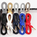 Luxury Faux Leather Shoelaces Gold Silver Flat Rope Shoelace Metal HeadSneakers Casual Shoes Laces 80/100/120/140/160cm 1Pair