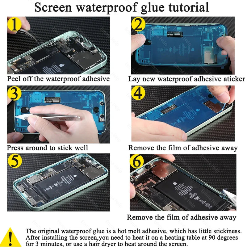 5Pcs Waterproof Sticker for iPhone 13 12 11 Pro Max 14Plus 3M Adhesive LCD Screen Frame Seal Repair Adhesive iphone Acccessories