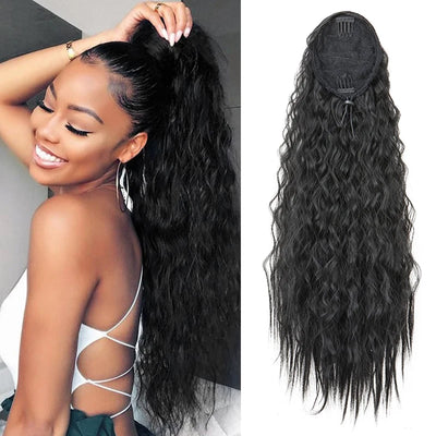 22Inch Synthetic Long Kinky Curly Ponytail Hair Extension | SAMAG