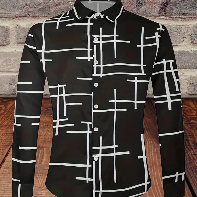 Men's Long Sleeves Shirt Tops Polka Dot Lapel Clothing | SAMAG