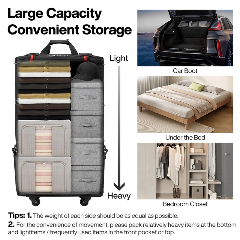 Mixi Expandable Large Capacity Foldable Travel Bag With Rolling Wheels Luggage Bag Duffel Bag M3015