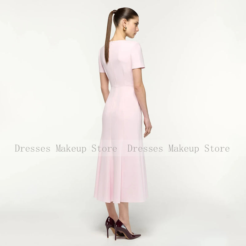Customized Mermaid Cocktail Dress Pink O Neck Short | SAMAG