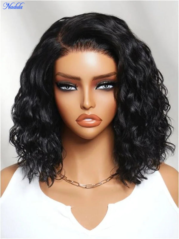 Nadula Density 220% Water Wave BOB Drawstring Glueless Wig Human Hair 6x4 Bye-Bye Knots Pre Cut Transparent Lace Human Hair Wig