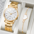 2/4PCS Fashion Arabic Dial Women Watches Simple Quaretz Wristwatch with Bracelets Set Reloj Mujer（Without Box）