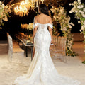 Customized White Elegant Mermaid Wedding Dress Shoulder - View 3 | SAMAG