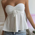 Ladies Solid Color Knitted Tube Top with Front Bow Tie - View 4 | SAMAG