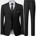 Men's Burgundy 2-Piece Suit Set (Blazer + Trousers Only, No Vest Included),Slim Fit Formal Business Wedding Party Jacket & Pants