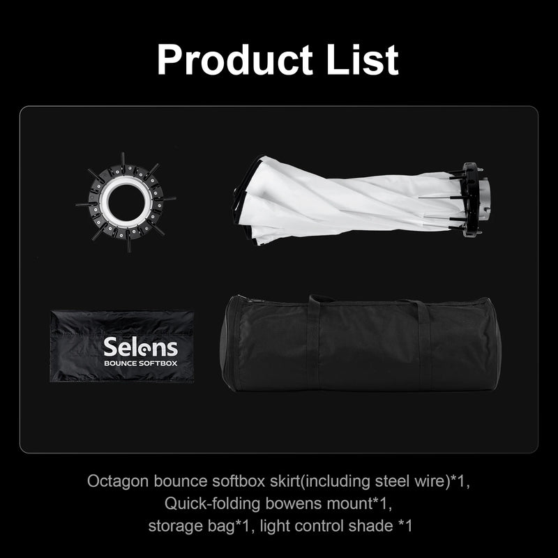 Selens 70/90/110cm Reverse Octagon Umbrella Softbox Bowens Mount Portable Light Softbox for Flash LED Light Photo Studio Kits