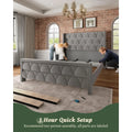 King Size Velvet Wingback Bed Frame with 56 Headboard and 1000lbs Capacity Support, Noiseless Platform Design