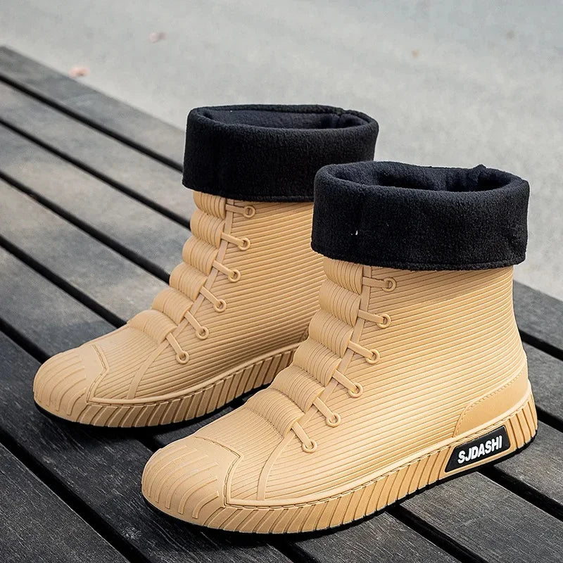 Fashionable Anti-Slip Short Rain Boots Men's Work Shoes Waterproof Kitchen Chef Rubber Shoes Men's Car Wash Fishing Work Water S