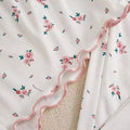 Women's Two-Piece Summer Ribbed Knitted Flower Print Lace Trimmed Camisole Vest and Bow Shorts Sexy Pajama Set