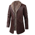 Winter Men's Thick PU Leather Jacket Coat Long Outwear Fur Turn Down Collar Fashion Male Clothes Vintage Leather Jackets MY916