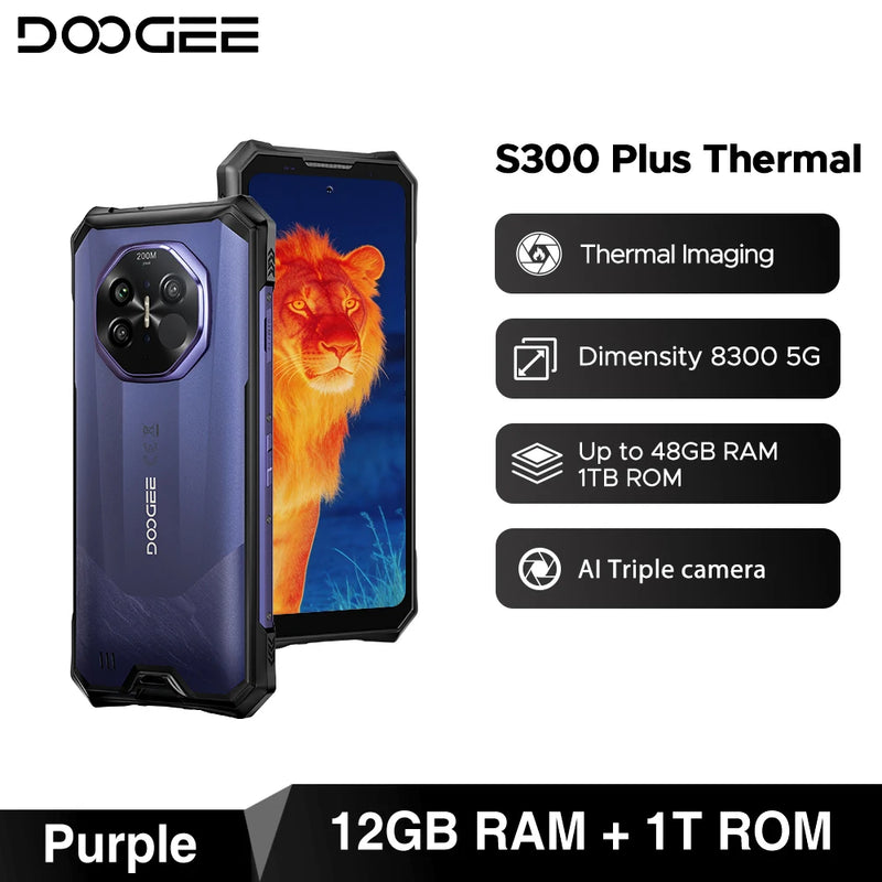 Global Version DOOGEE S300 Plus Thermal 5G Rugged Phone Thermal Imaging 12GB 1TB 6.78'' Screen 11000mAh Android 16 Mobile Phone