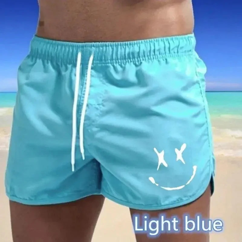 2026 Summer New Men's Smiling Face Printed Design Sports Shorts Outdoor Leisure Breathable Speed Drying Basketball Beach Shorts