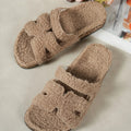 Autumn and Winter Women's Home Slippers, Soft-Soled Warm Slippers, Round-Toe Open-Toe Outdoor Fashion Fur Slippers, Home Slippers with Widened Straps, Soft and Skin-Friendly Faux Fur Slippers, Adjustable Sandals | Cork Soles