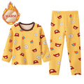 2-piece Autumn And Winter Children's Plush Thick Warm Home Underwear Set For Boys And Girls Fun And Cute Tops Comfortable Pants
