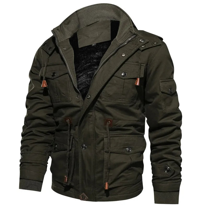 Men Winter Down Jackets Thicker Warm  Casual Fleece Jackets High Quality Male Multi-pocket Cargo Jackets And Coats EU Size 3XL