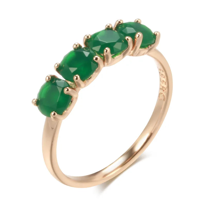 100% 18K Rose Gold Ring for Women Natural Emerald Gemstone Jewelry Anillos De Bizuteria Anillos Mujer Gemstone Gold Rings Box