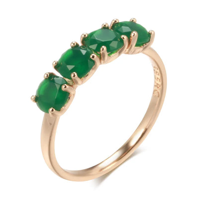 100% 18K Rose Gold Ring for Women Natural Emerald Gemstone Jewelry Anillos De Bizuteria Box | SAMAG