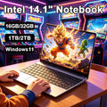 2026 Powerful Intel Laptop Computer 14.1 Inch FHD Gaming Laptops Windows 11 SSD 2TB DDR4 16/32GB PC Notebook 1920*1080 Display