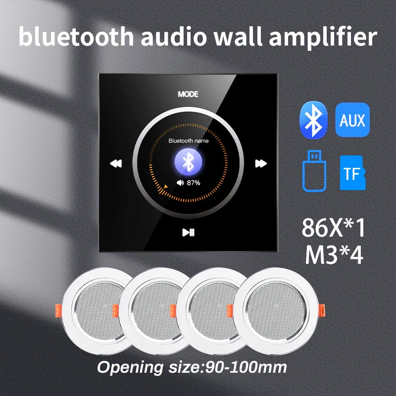 86 Background Music system Bluetooth-compatible HiFi Home Theater Stereo Sound Mini Wall Amplifier Panel M3 Ceiling Speaker sets