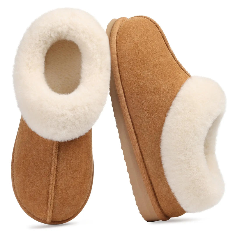 Bebealy Women's Plush Memory Foam Cotton Boots Indoor Warm Anti-Skid Suede Fur Lining Slippers Lady Comfort Fuzzy Houes Slippers