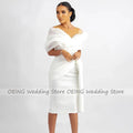 Customized Short Wedding Dress White Off the Shoulder - View 6 | SAMAG