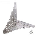Corner Bracket Connector Brace (Stainless Steel) - 90 Angle Iron Joint Fastener for Furniture Cabinet Screens Shelf Support