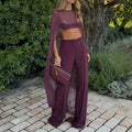 Summer Cover-ups Women's High-Low Polka Dot Solid Color Sheer Cover-ups Holiday O-Neck Cape Blouse Lady Jacket Long Party Tops