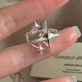 BF CLUB 925 Sterling Rings for Women Simple Geometric Handmade Irregular Retro Vintage Stars Ring Allergy For Birthday Gift