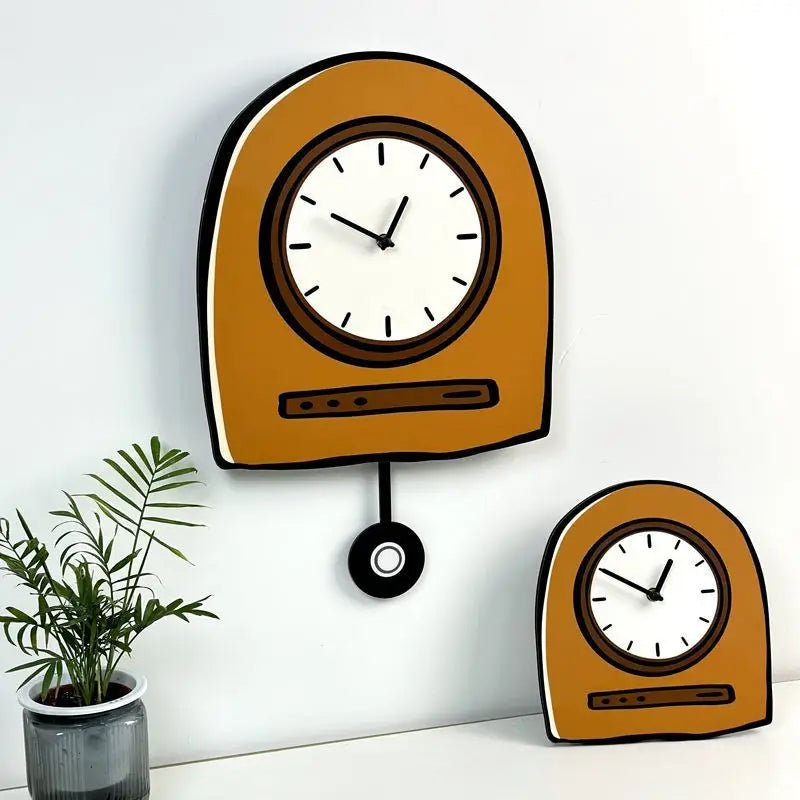 Cartoon Wall Clock Korea Creative Living Room Clocks Home Decor Digital Clocks Simple Swinging Pendulum Clock Home Decoration