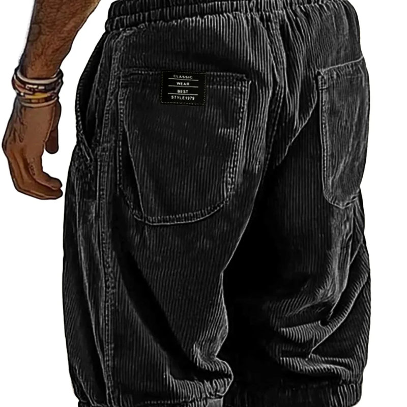 Men's Retro Corduroy Casual Shorts Fashion Solid | SAMAG