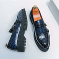 Street Fashion Men's Loafers Thick Sole Big Toe Shoes Trend Green Party Dress Shoes Men's Genuine Leather Casual Shoes 37-46